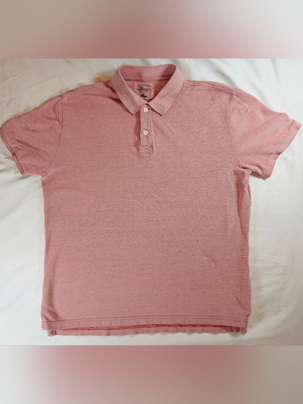 G. H. Bass & Co. Mens Pink Short Sleeve Three Button Polo Shirt Size Medium